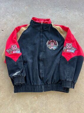 Vintage Logo Athletic NASCAR 50th Anniversary Jacket XXL Black/Red Color Block F